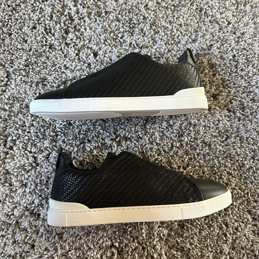 ZEGNA Triple Stitch Woven Sneakers - Black
